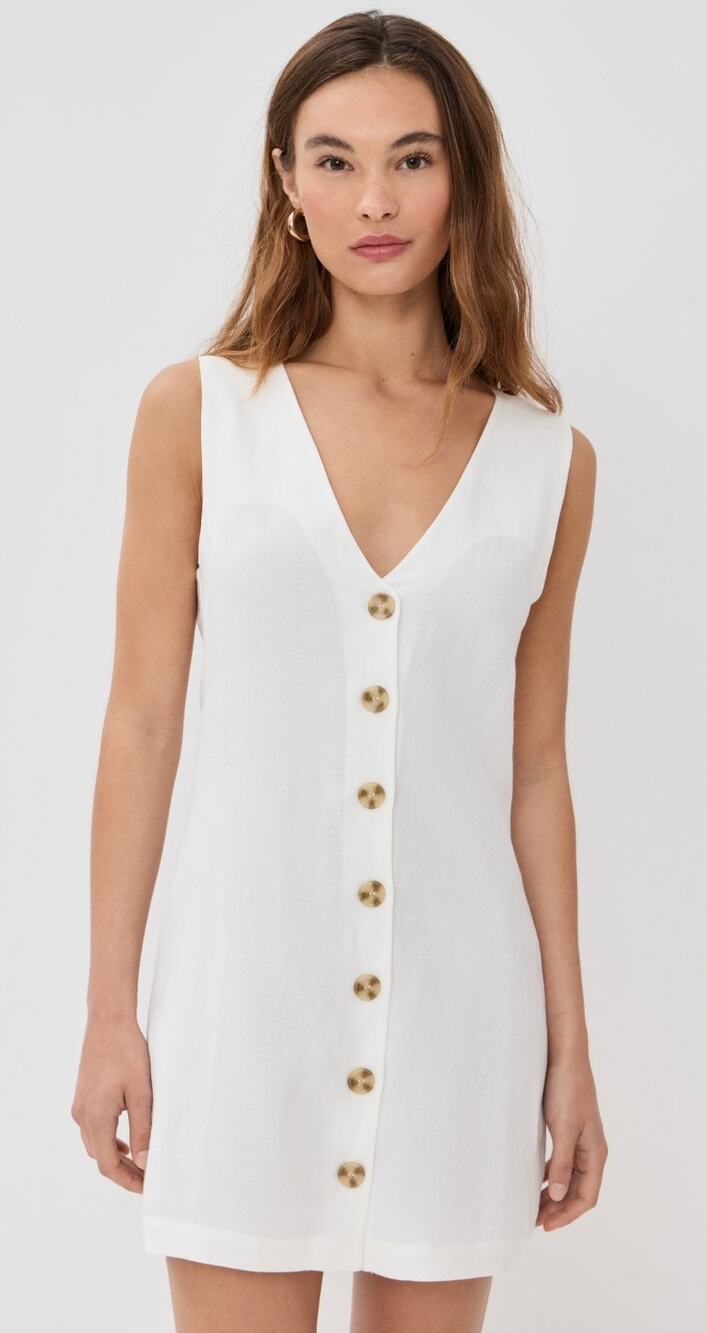 Le Bop Charlotte Linen Blend Button Down Vest Dress Large